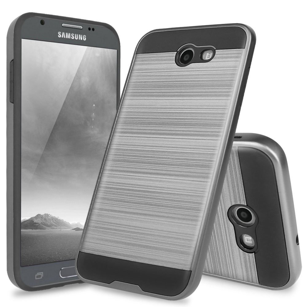 Samsung Galaxy J7 V Perx J7 Sky Pro (2017) Armor Hybrid Case (Gray)